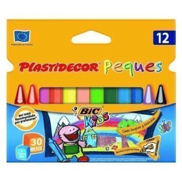 Bic Kids Plastidecor Peques Caja de 12 Lapices de Cera Triangulares - Ideal Niños Pequeños - Textura blanda - No Mancha 1