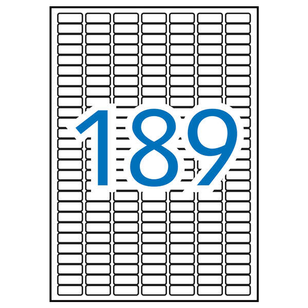Apli Pack de 1.890 Etiquetas Rectangulares 25.4x10mm - 10 Hojas por 189 Etiquetas - Adhesivo Permanente - Cantos Romos - Aptas para Impresion Inkjet y 1