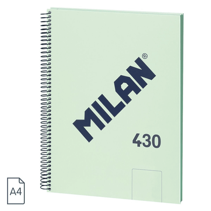Milan 430 Since 1918 Cuaderno A4 con Espiral - Hojas Blancas - 80 Hojas de 95g - Tapa Dura - Color Menta 1