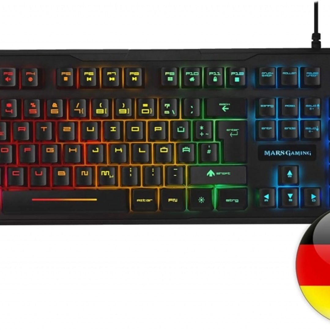 Mars Gaming MK218 Teclado Gaming - Retroiluminacion RGB 9 Efectos - Tecnologia H-MECH - Antighosting Completo - Compatible con Windows, Mac, Linux y C 1