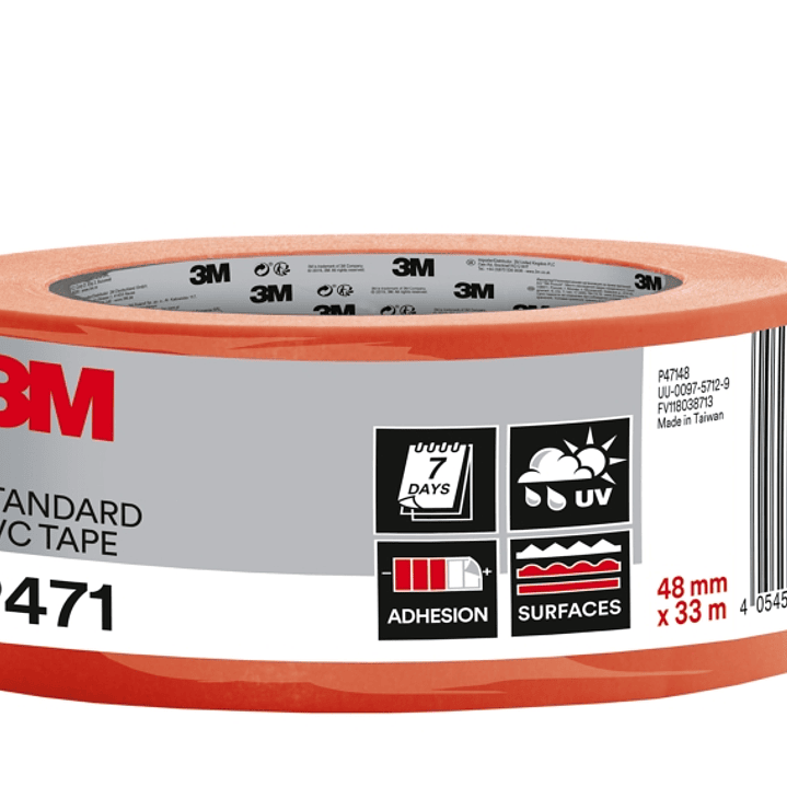 3M Cinta Adhesiva de PVC - 48mm x 33m - Alta Visibilidad - Color Naranja 1