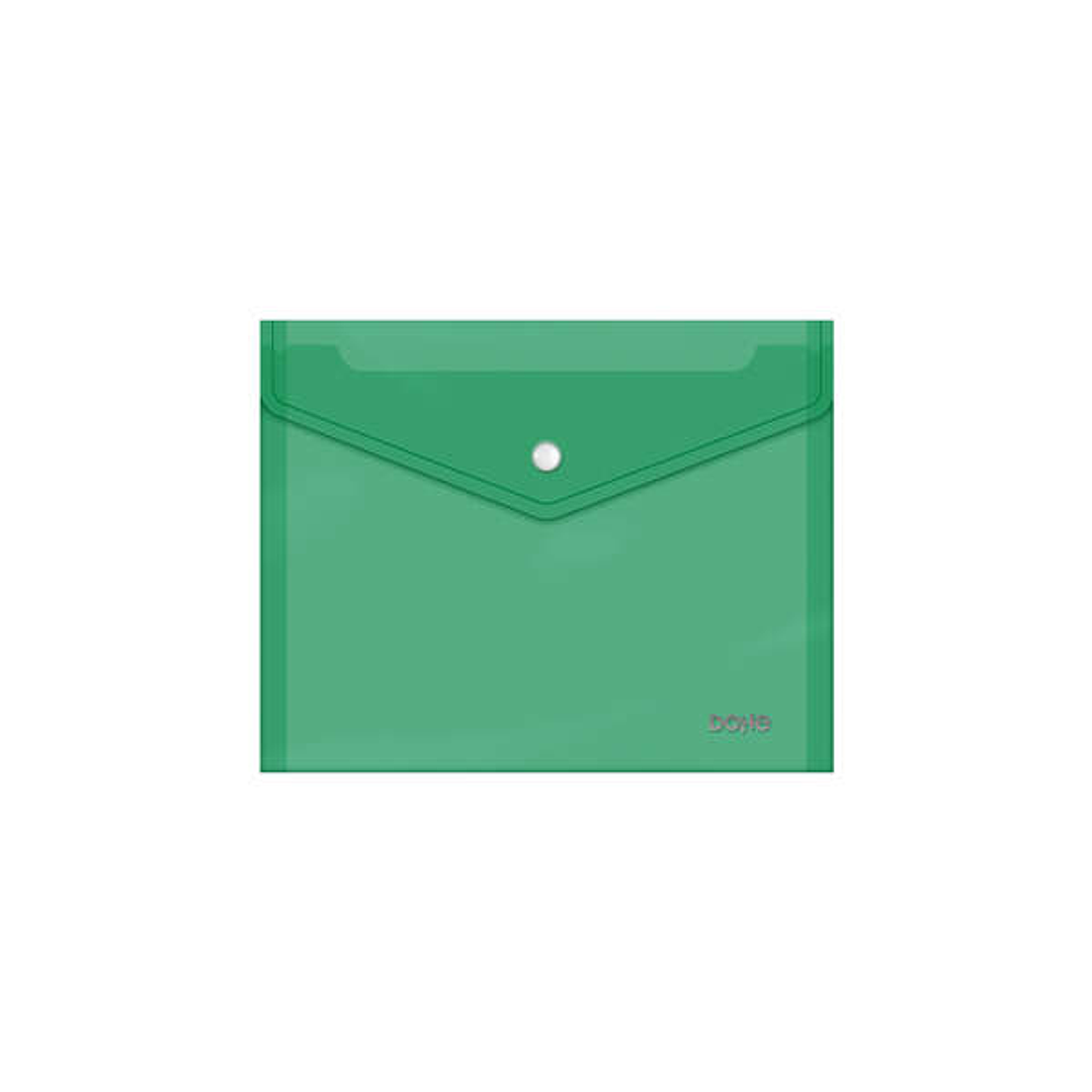 Dohe Sobre Portadocumentos A5 - Cierre de Broche - Polipropileno Cristal Transparente 150 Micras - Color Verde 1