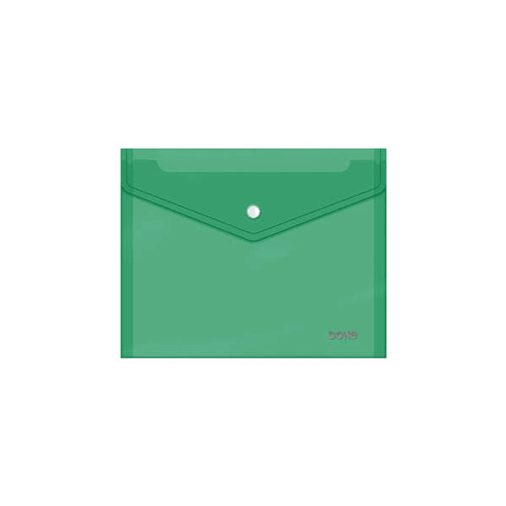 Dohe Sobre Portadocumentos A5 - Cierre de Broche - Polipropileno Cristal Transparente 150 Micras - Color Verde 1