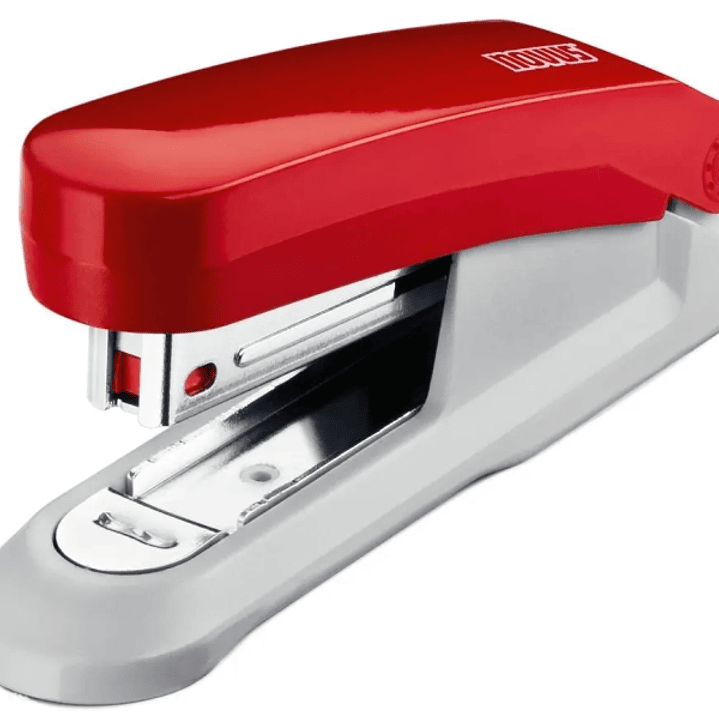 Novus Evolution E15 Grapadora de Sobremesa - Hasta 15 Hojas - Grapado Cerrado y Clavado - Incluye 200 Grapas Nº10 - Color Rojo/Gris 1
