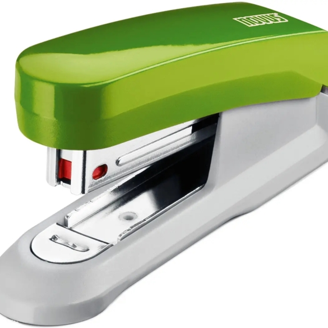 Novus Evolution E15 Fresh Grapadora de Sobremesa - Hasta 15 Hojas - Grapado Cerrado y Clavado - Incluye 200 Grapas Nº10 - Color Verde/Gris 1