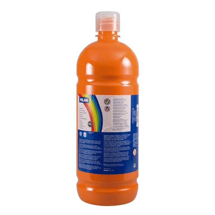 Milan Botella de Tempera 1000ml - Tapon Dosificador - Secado Rapido - Mezclable - Color Naranja 1