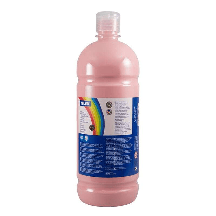 Milan Botella de Tempera 1000ml - Tapon Dosificador - Secado Rapido - Mezclable - Color Rosa Palido 1