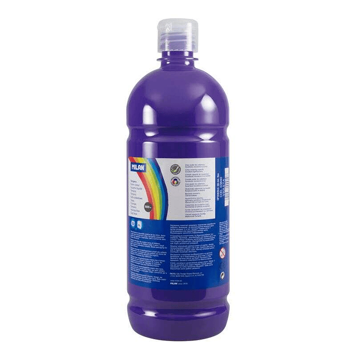 Milan Botella de Tempera 1000ml - Tapon Dosificador - Secado Rapido - Mezclable - Color Violeta 1