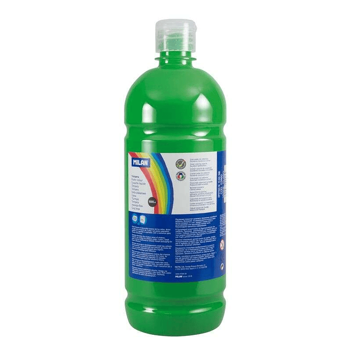 Milan Botella de Tempera 1000ml - Tapon Dosificador - Secado Rapido - Mezclable - Color Verde Claro 1