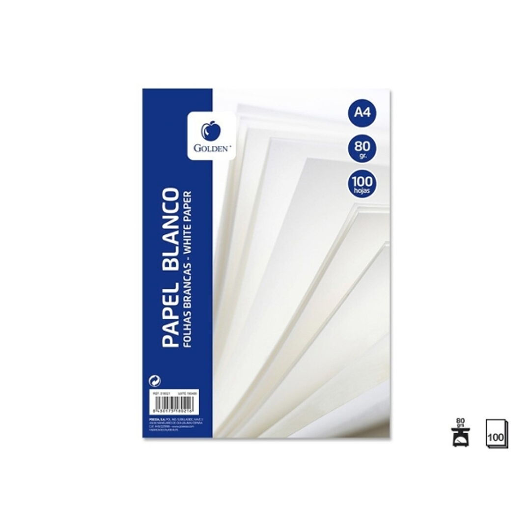 Golden Resmilleria de 100 Hojas 80gr Liso - Formato A4 1