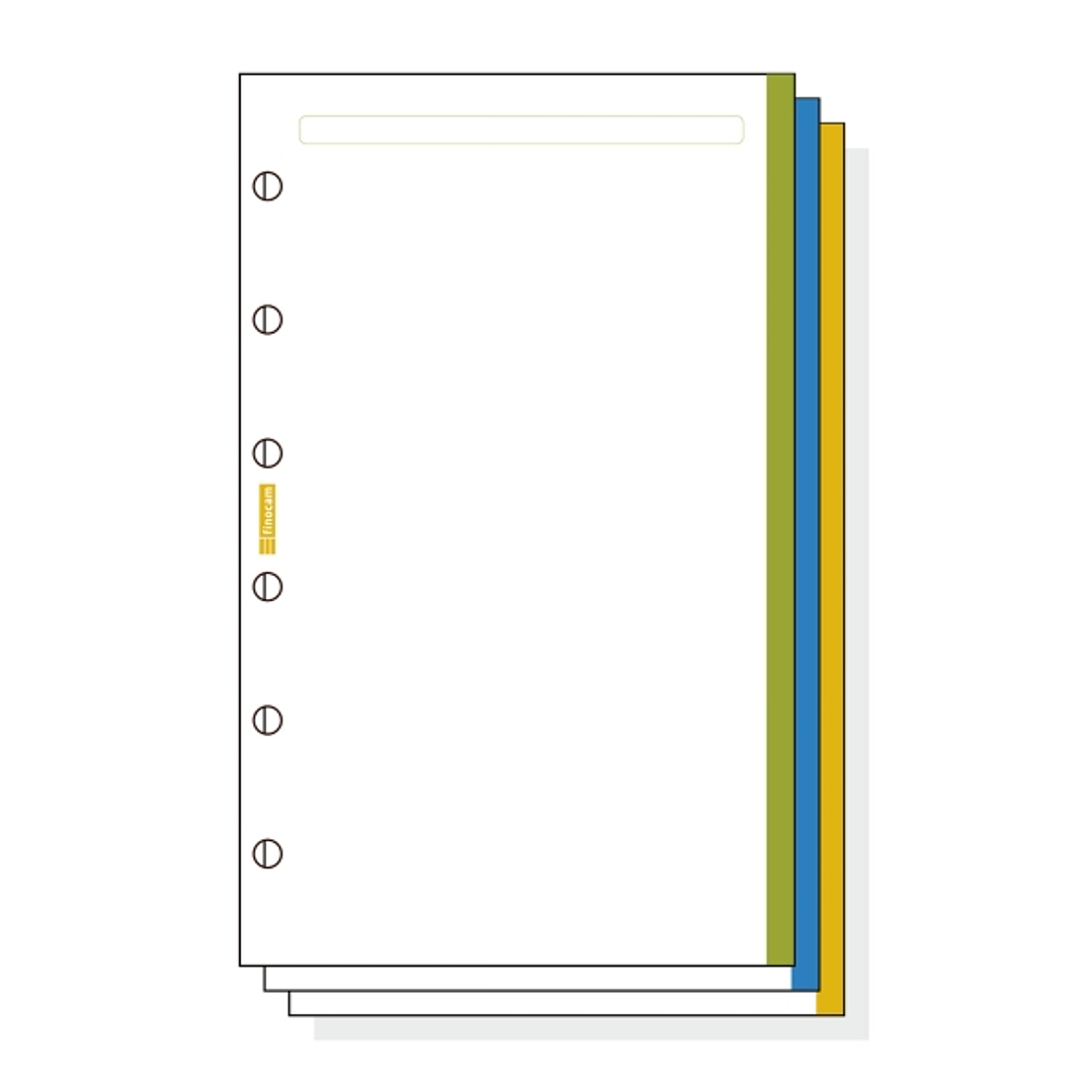 Finocam C345 Notas de Recambio para Agendas Classic - Liso con Banda de Color - Formato 603 - 79x127x5mm - Color Blanco 1