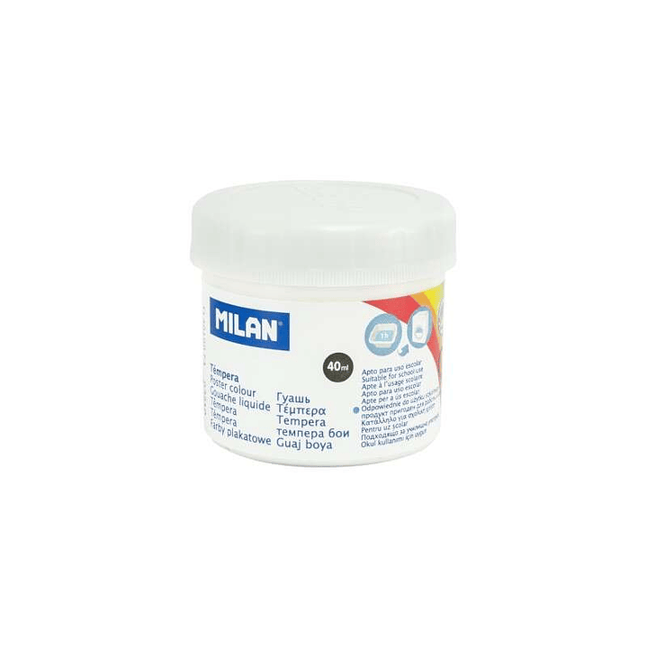 Milan Bote de Tempera 40ml - Secado Rapido - Mezclable - Color Blanco 1