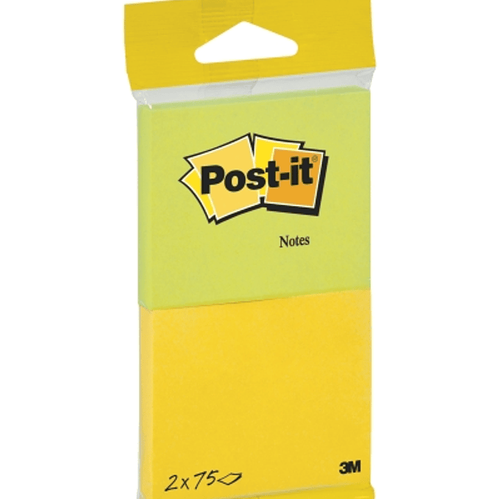 Post-It Pack de 2 Blocs de 75 Notas Adhesivas Reposicionables - Forma Rectangular - 635x762mm - Colores Surtidos 1