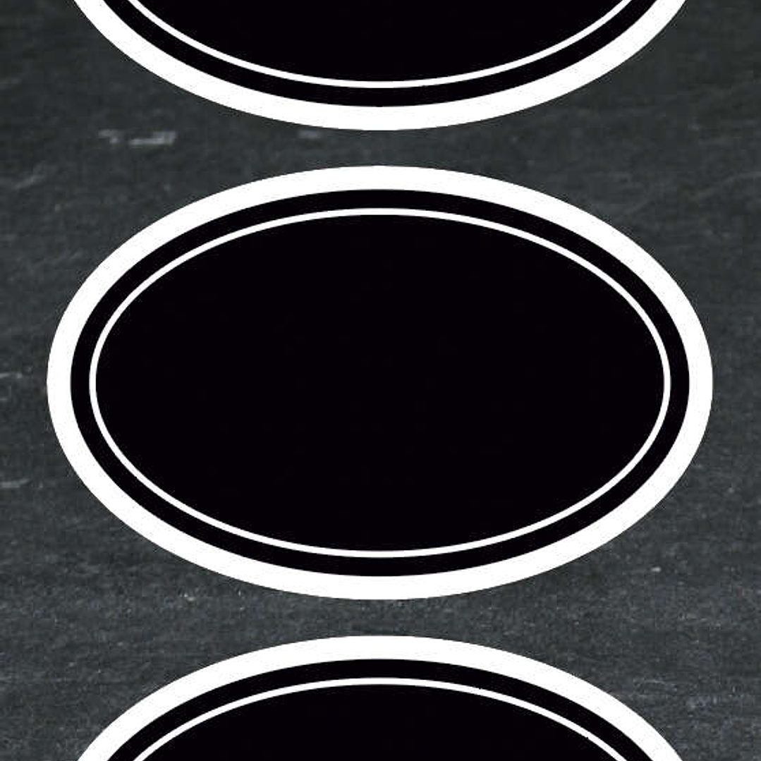 Apli Etiquetas Pizarra Ovaladas 80x50mm - Adhesivo Removible - 2 Hojas (8 Etiquetas) - Tiza Liquida o Convencional - Borrado Facil - Rotuladores Perma 1