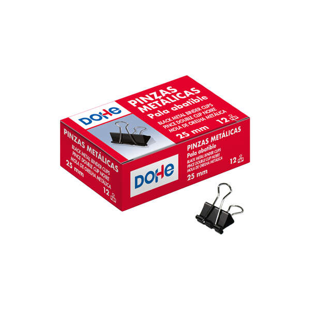 Dohe 12 Pinzas Metalicas Sujetapapeles de Pala Abatible - 50mm - Realizadas en Acero de Gran Resistencia - Color Negro 1