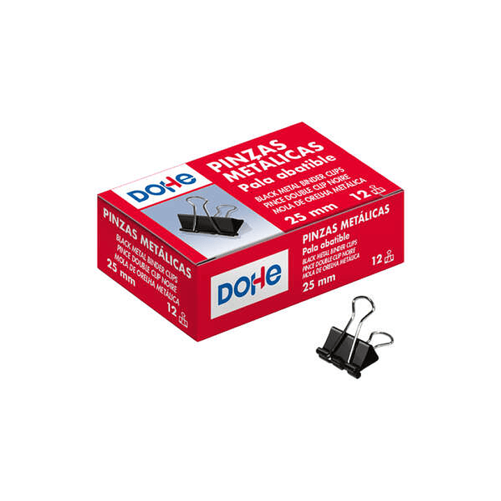 Dohe 12 Pinzas Metalicas Sujetapapeles de Pala Abatible - 50mm - Realizadas en Acero de Gran Resistencia - Color Negro 1