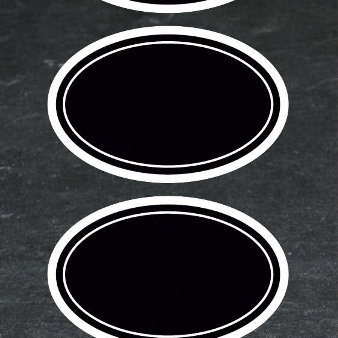 Apli Etiquetas Pizarra Ovaladas 65x41mm - Adhesivo Removible - 2 Hojas (10 Etiquetas) - Escritura con Tiza Liquida o Convencional - Borrado Facil - Id 1