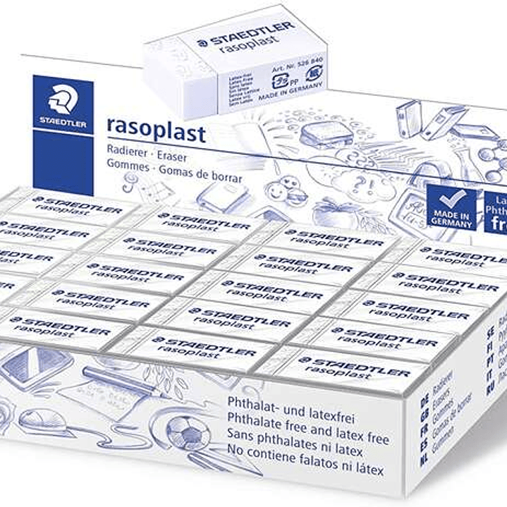 Staedtler Rasoplast 526 B40 Goma de Borrar - Borrado de Alta Calidad - Minimos Residuos - Color Blanco 1