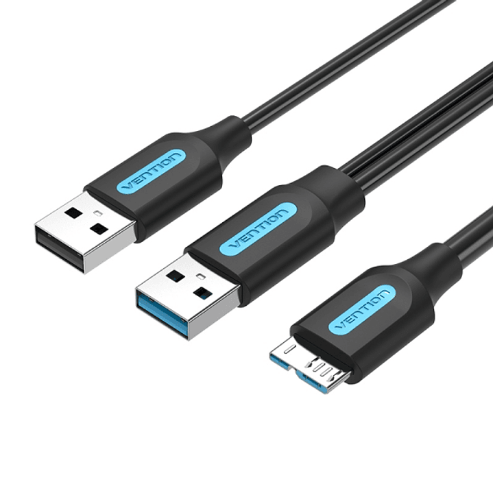 Vention Cable USB 3.0 A-Micro-B Alta Velocidad 5Gbps - Conductor de Cobre Esmaltado - Fuente de Alimentacion 3A - Color Negro 1