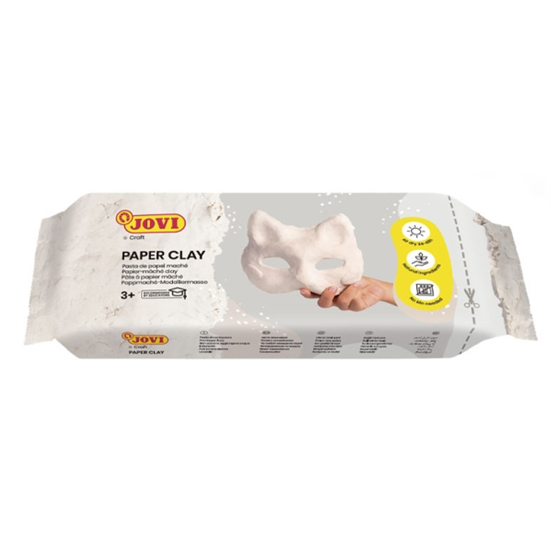 Jovi Paper Clay Pasta de Papelmache 170gr - Lista para Usar - Secado al Aire - Ligera y Facil de Modelar - No Mancha - Ideal para Figuras y Mascaras - 1