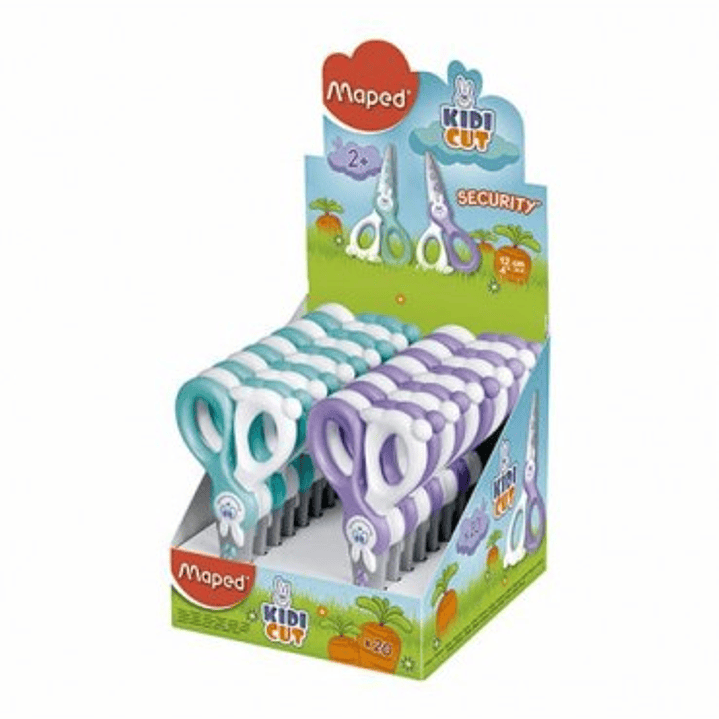 Maped Kidikut Tijera Escolar Punta Redonda 12cm - Cuchillas en Fibra de Vidrio - Mango de Plastico Simetrico - Colores Surtidos 1