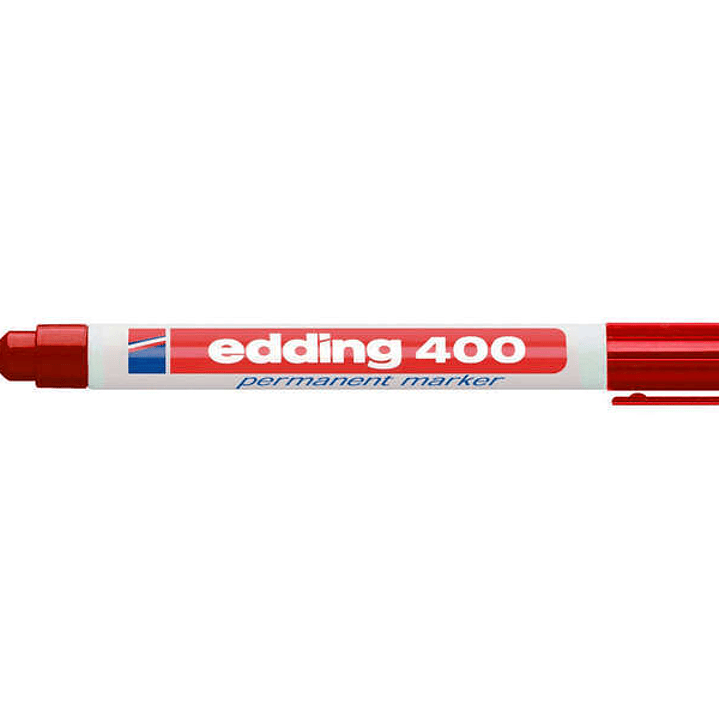 Edding 400 Rotulador Permanente - Punta Redonda - Trazo 1 mm. - Recargable - Secado Rapido - Color Rojo 1