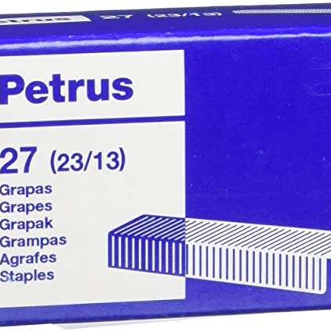 Petrus Caja de 1000 Grapas 23/13 Cobreadas - Hasta 100 Hojas - Patilla de 13mm 1