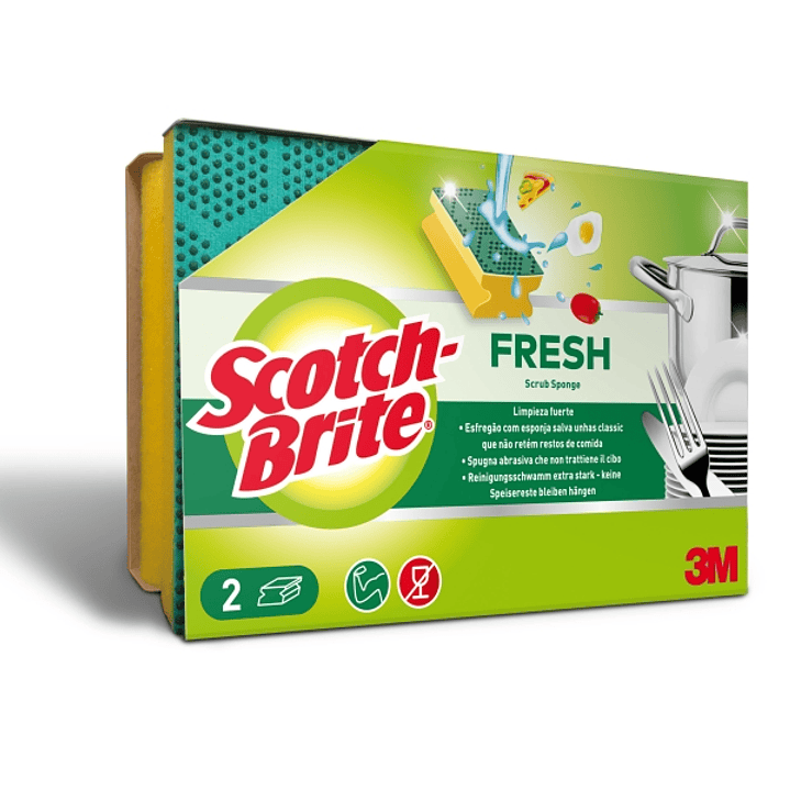 Scotch-Brite Fresh Pack de 2 Estropajos de Cocina - Proteccion para los Dedos - Color Amarillo 1