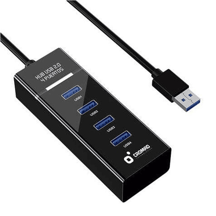 Cromad Cable USB 2.0 - Longitud 30cm - Indicador LED - Velocidad de Transferencia 480 Mbps - 4 Puertos - Sin Instalacion - Compatible con Todos los Si 1