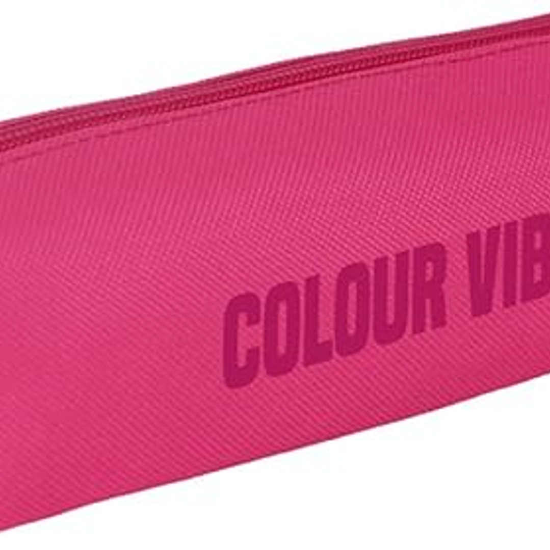 Dohe Colour Vibes Portatodo Cuadrado - Cierre con Cremallera y Tirador de Goma - Color Rosa 1