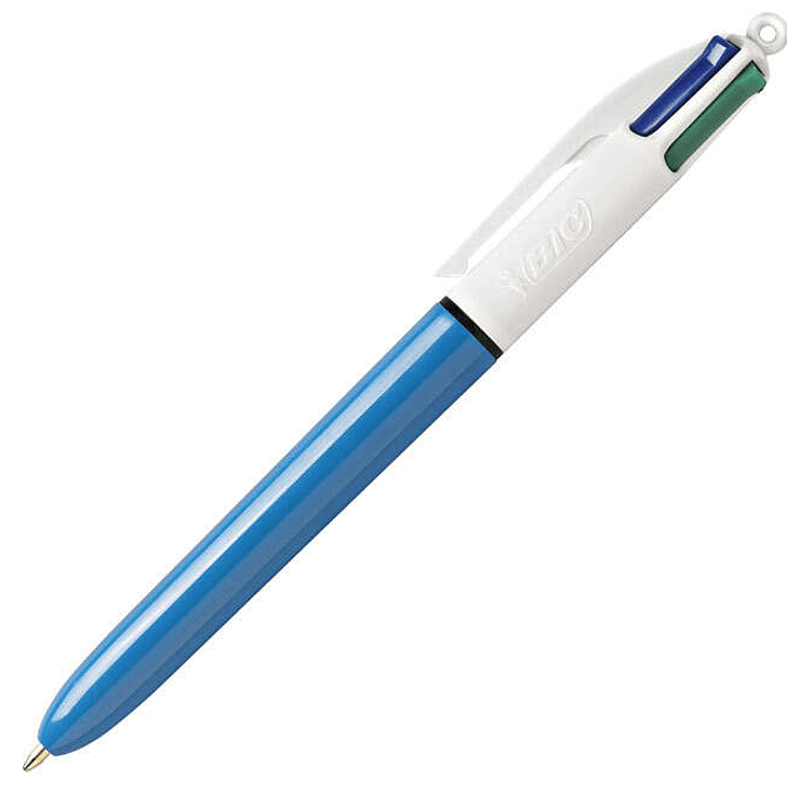 Bic 4 Colours Original Boligrafo de Bola Retractil - Punta Media de 1.0 mm - Tinta con Base de Aceite - Cuerpo Azul/Blanco - 4 Colores 1