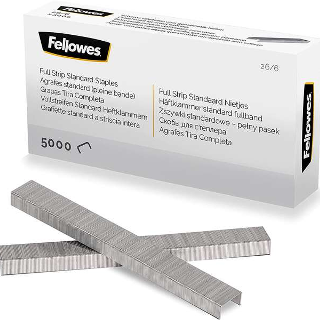 Fellowes Grapas de Carga Completa 26/6 - Capacidad de Grapado Aprox 25 Hojas - Caja de 5000 Grapas 1