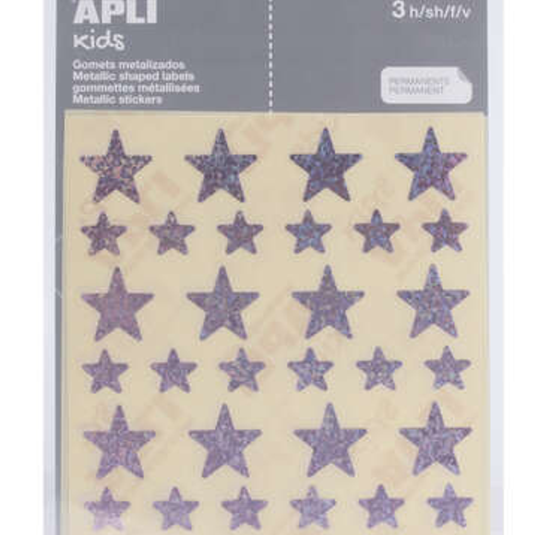 Apli Gomets Estrella Holograficos - Tamaño 12.5mm y 19.5mm - Adhesivo Permanente - 120 Gomets por Bolsa - Desarrollo de Habilidades y Creatividad - Ro 1