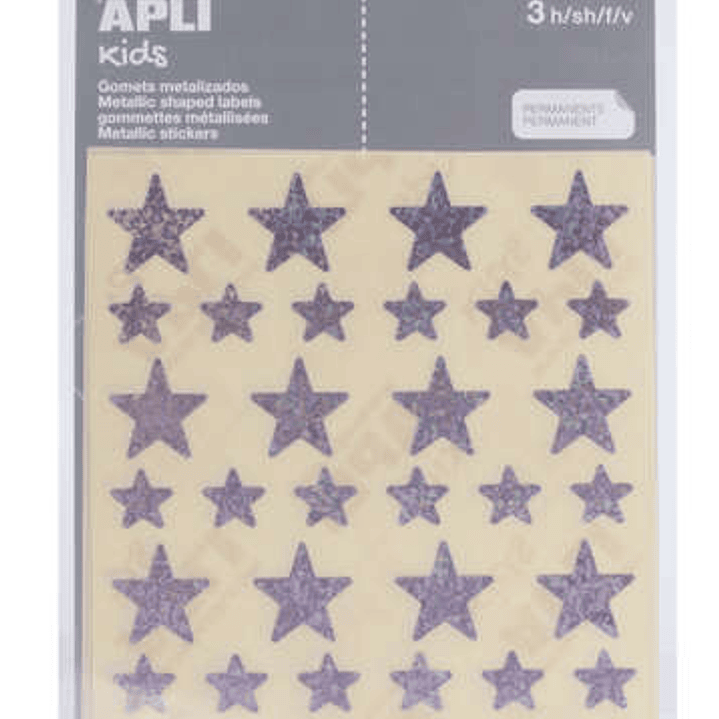 Apli Gomets Estrella Holograficos - Tamaño 12.5mm y 19.5mm - Adhesivo Permanente - 120 Gomets por Bolsa - Desarrollo de Habilidades y Creatividad - Ro 1