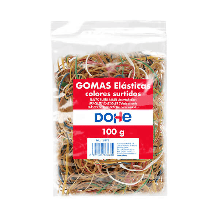 Dohe Gomas de Latex - 100gr - Gran Resistencia y Elasticidad - Surtido de Colores, Tamaños y Grosores 1
