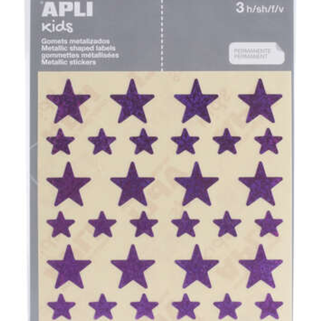 Apli Gomets Estrella Holograficos - Tamaño 12.5mm y 19.5mm - Adhesivo Permanente - 120 Unidades por Bolsa - Desarrollo de Habilidades y Creatividad -  1