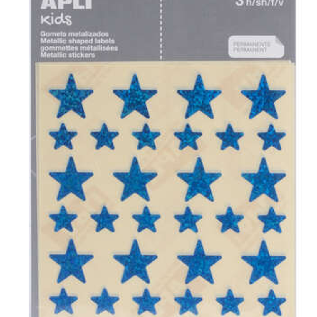 Apli Gomets Estrella Holograficos - Tamaño 12.5mm y 19.5mm - Adhesivo Permanente - 120 Gomets por Bolsa - Desarrollo de Habilidades y Creatividad - Co 1