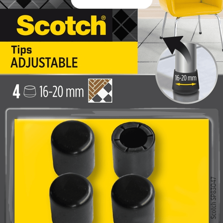 Scotch Pack de 4 Conteras Ajustables - Diametro de 16-20mm - Color Negro 1