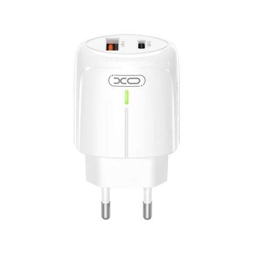 XO Cargador de Corriente L114 18W Tipo C + USB - Color Blanco 1