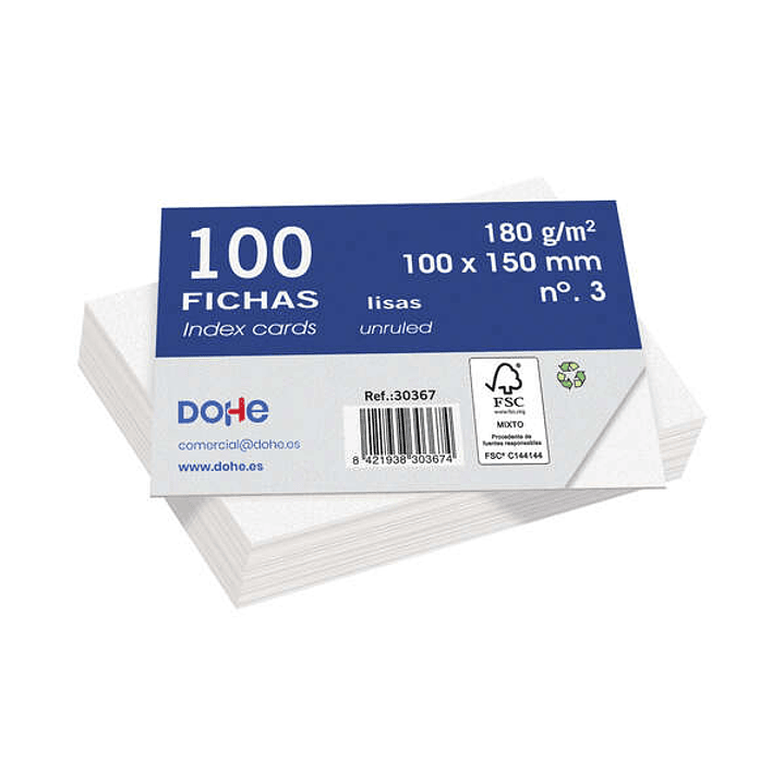 Dohe Fichas de Cartulina Offset Blanca - 180g - Paquete de 100 Unidades 1