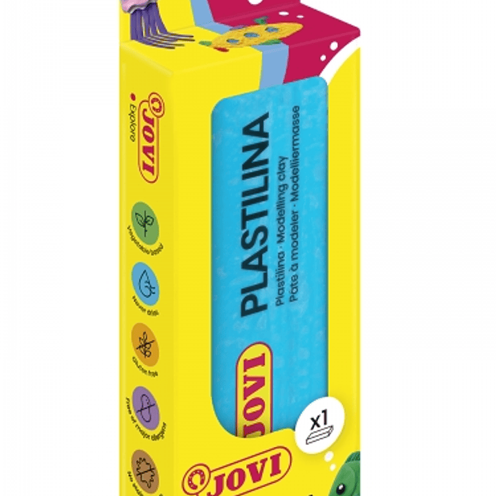 Jovi Pastilla de Plastilina 150gr - 100% Vegetal - No Se Seca - sin Gluten - Facil de Moldear - Libre de Alergenos - No Toxica - Color Azul 1