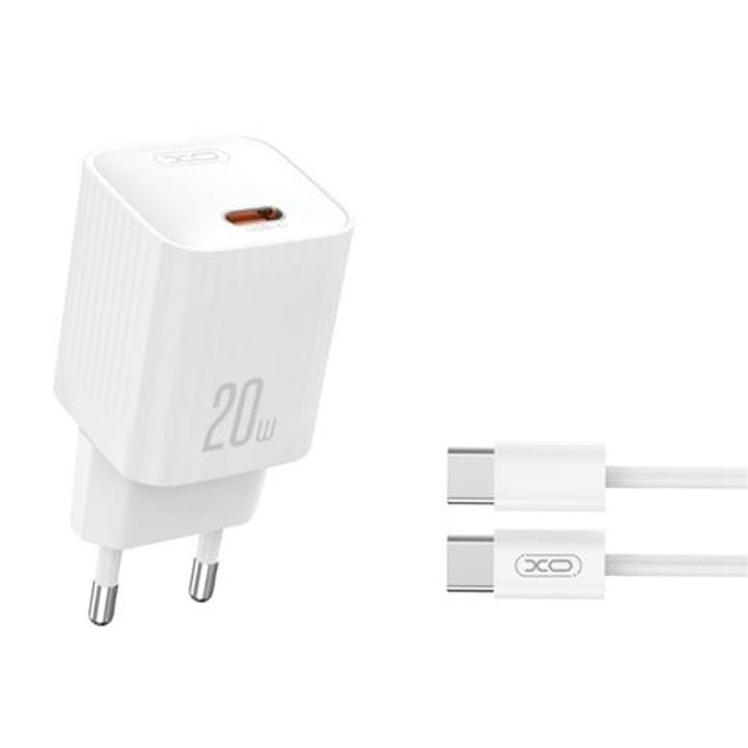 XO L146 Cargador de Corriente 20W - USB-C - PD 3.0 y QC 3.0 - Incluye Cable USB-C - Color Blanco 1