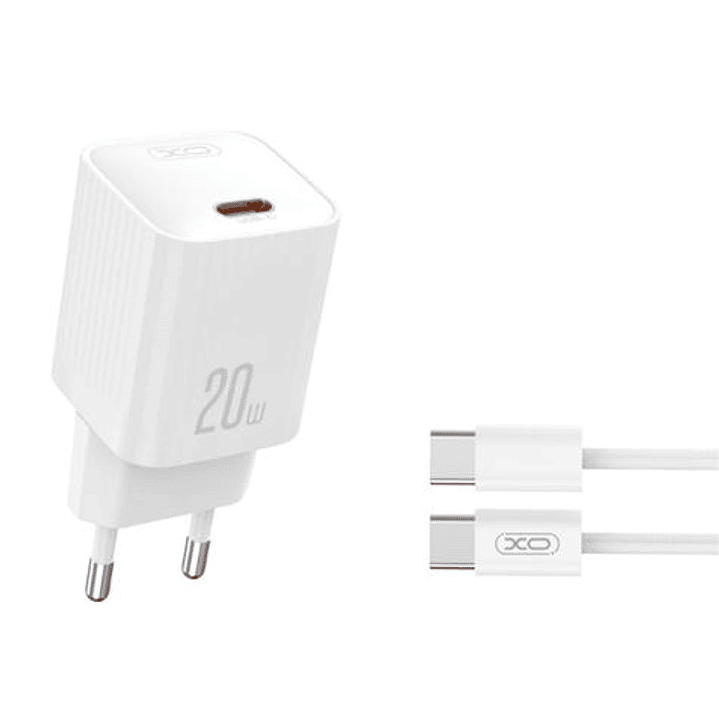 XO L146 Cargador de Corriente 20W - USB-C - PD 3.0 y QC 3.0 - Incluye Cable USB-C - Color Blanco 1