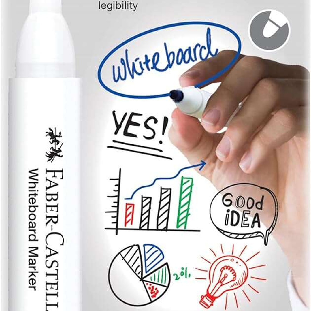 Faber-Castell W20 Pack de 4 Rotuladores para Pizarra Blanca - Punta de Bala - Ancho de Linea 2,25mm - Borrado en Seco - Colores Surtidos 1