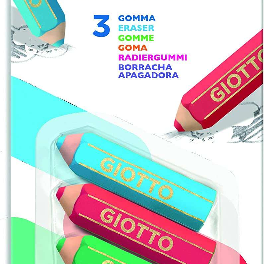 Giotto Happy Goma Pack de 3 Gomas de Borrar - Plastico - Colores Surtidos 1