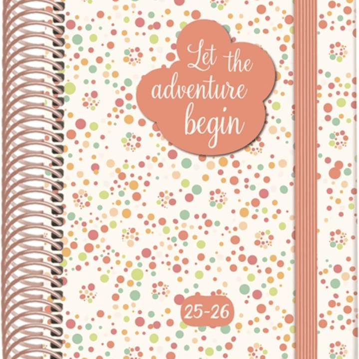 Dohe Bubbles Agenda Escolar 25/26 Espiral A6 - Dia Pagina - Papel 70g/m2 - 4 Hojas de Pegatinas - Cubierta de Carton Plastificado - Cierre con Goma El 1