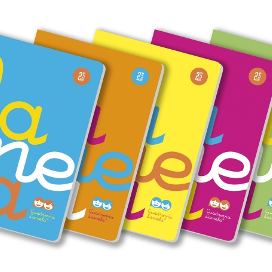 Lamela Pack de 5 Libretas Grapadas con 50 Hojas de 90g/m2 con Margen - Formato A4 - Pauta Cuadrovia de 2.5mm - Cubierta de Polipropileno Fluorescente  1