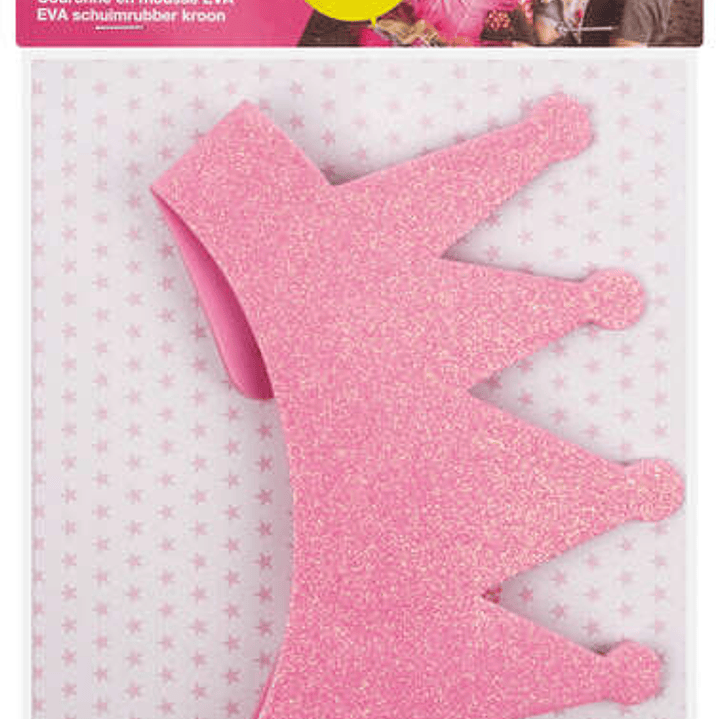 Apli Corona de Goma Eva Rosa con Purpurina - Cable Elastico Ajustable - Personalizable con Formas de Goma Eva, Fieltro, Pegatinas, Etc - Color Rosa 1