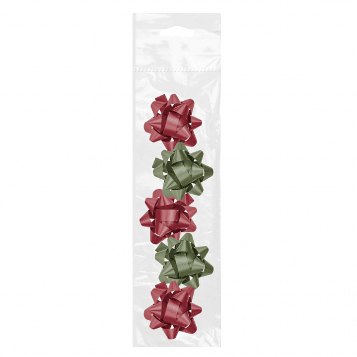 Dohe Chic Pack de 5 Lazos para Regalo - Forma de Estrella - Tamaño 5.6cm - Colores Rojo y Verde 1