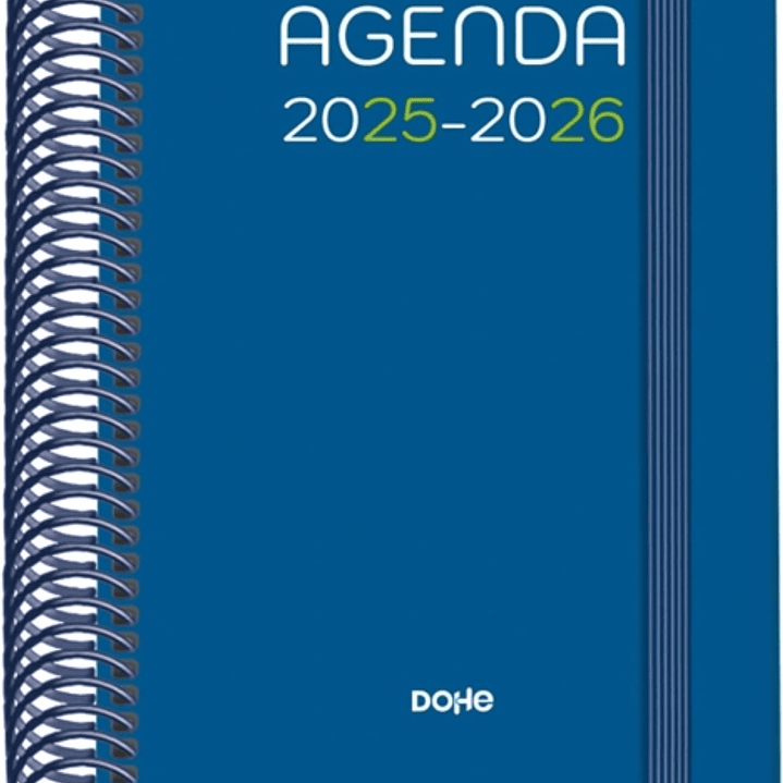 Dohe Logic Agenda Escolar 25/26 Espiral A6 - Dia Pagina - Papel 70g/m2 - 4 Hojas de Pegatinas - Cubierta de Carton Plastificado - Cierre con Goma Elas 1